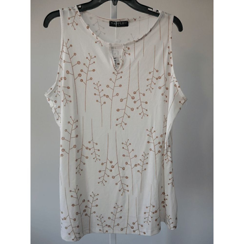 White & Brown Leaf Tank Top #1800-C8